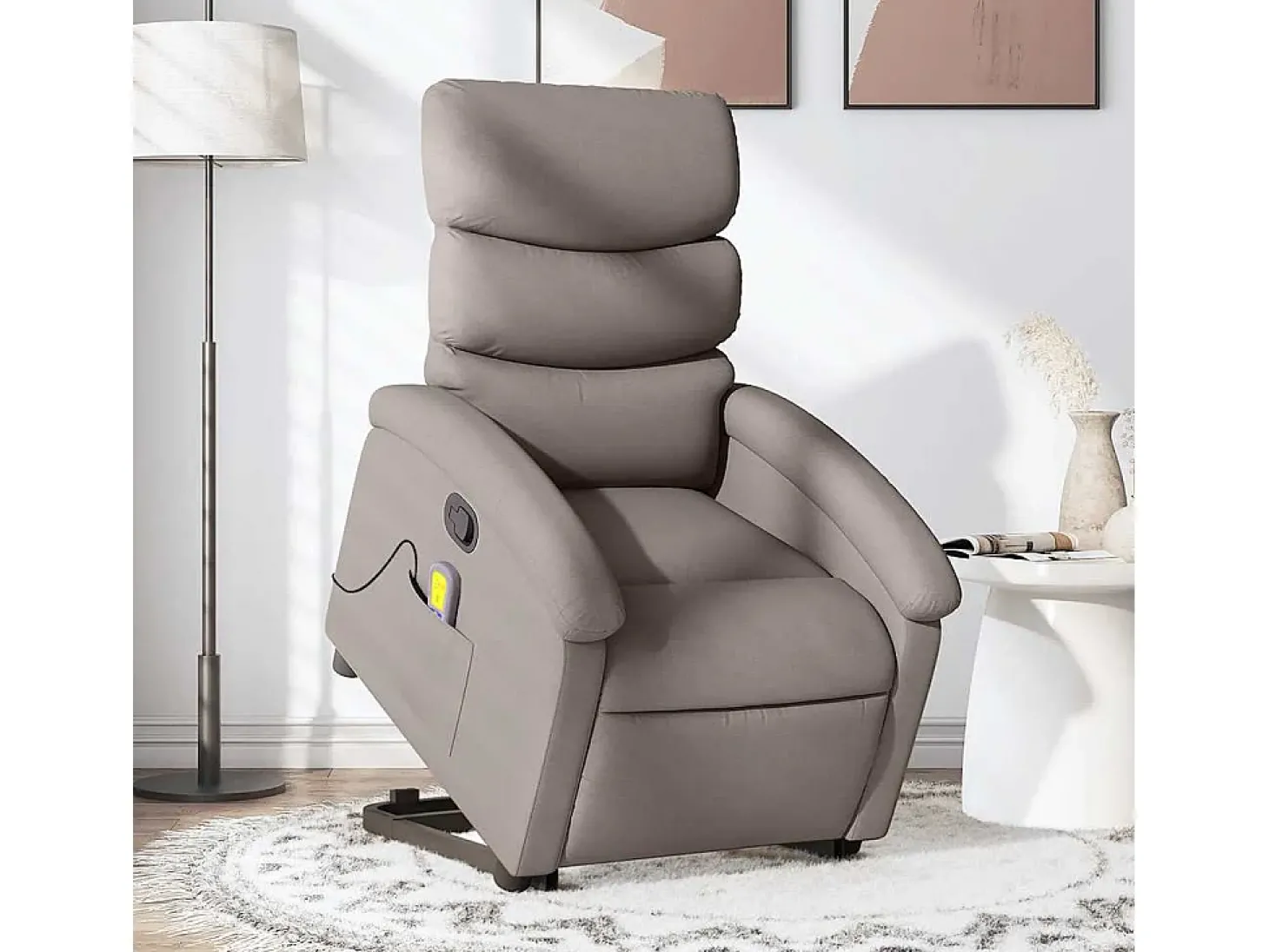 Poltrona elevatória de massagens tecido cinzento-acastanhado SHL450651