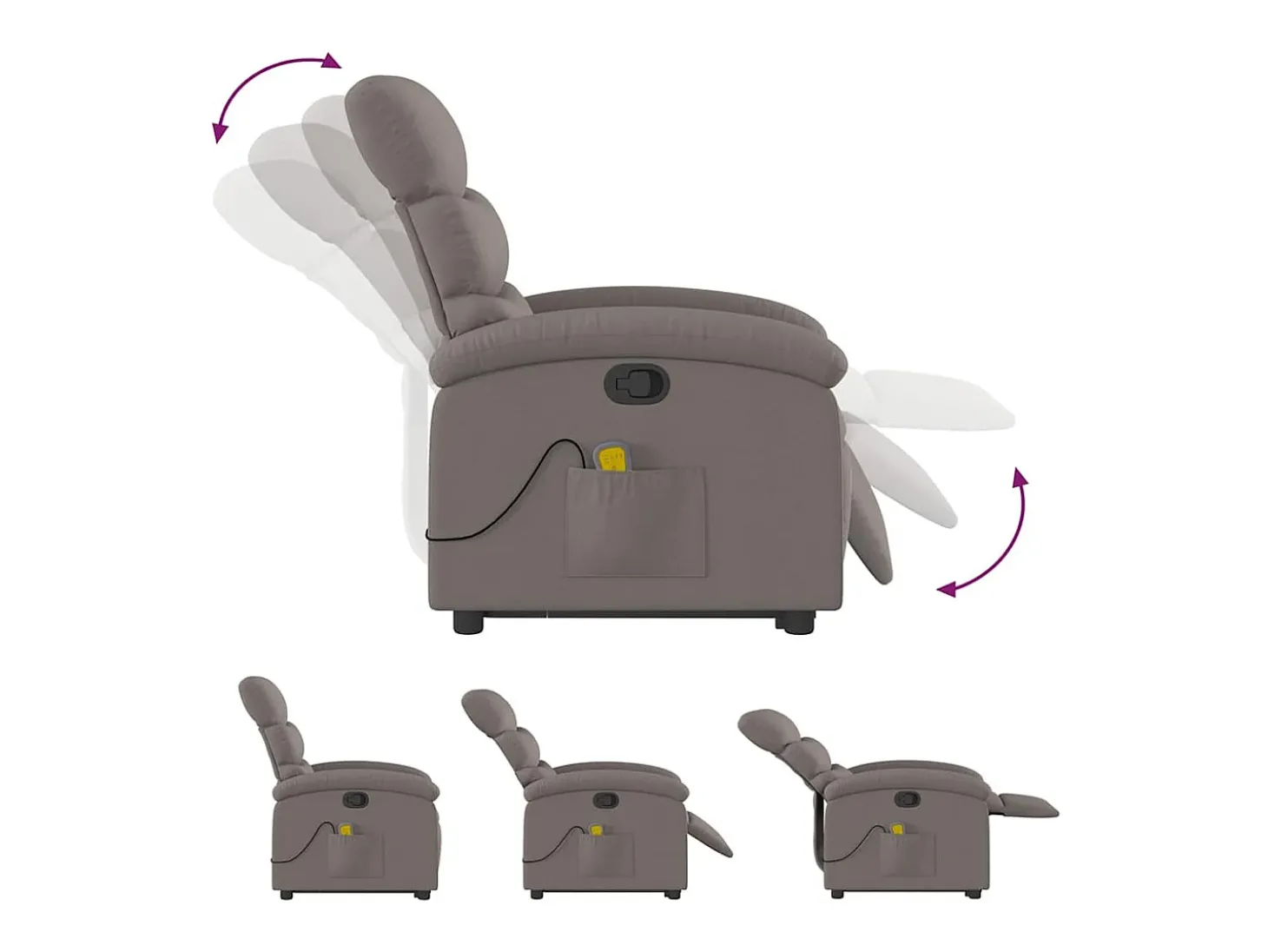 Poltrona elevatória de massagens tecido cinzento-acastanhado SHL450651
