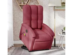 Poltrona elevatória de massagens elétrica tecido vermelho tinto SHL390838
