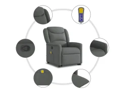 Poltrona elevatória de massagens tecido cinzento-escuro SHL20115