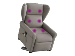 Poltrona elevatória de massagens tecido cinzento-acastanhado SHL467242