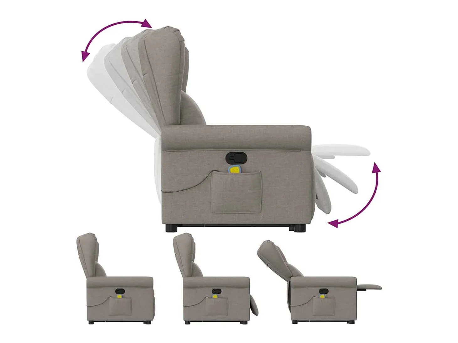 Poltrona elevatória de massagens tecido cinzento-acastanhado SHL467242