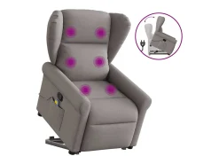 Poltrona elevatória de massagens tecido cinzento-acastanhado SHL467242