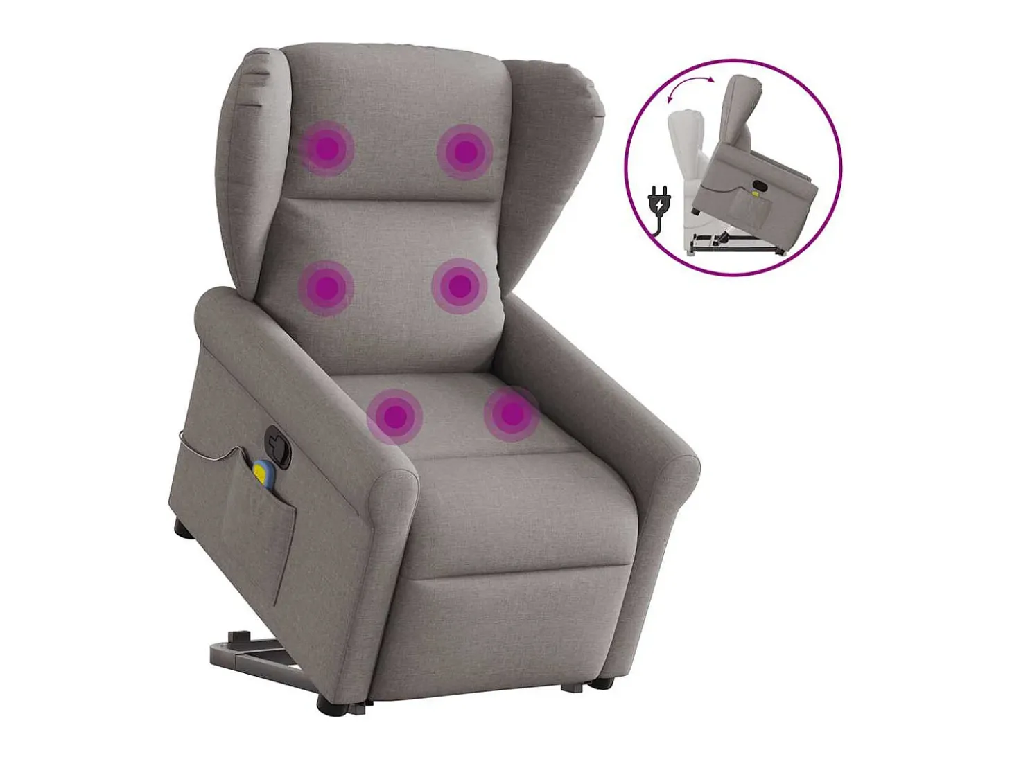 Poltrona elevatória de massagens tecido cinzento-acastanhado SHL467242