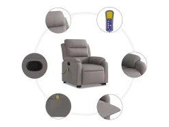 Poltrona elevatória de massagens tecido cinzento-acastanhado SHL925689