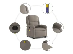 Poltrona elevatória de massagens tecido cinzento-acastanhado SHL424067