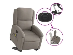 Poltrona elevatória de massagens tecido cinzento-acastanhado SHL424067