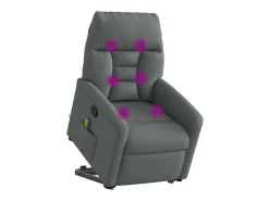 Poltrona elevatória de massagens tecido cinzento-escuro SHL155133