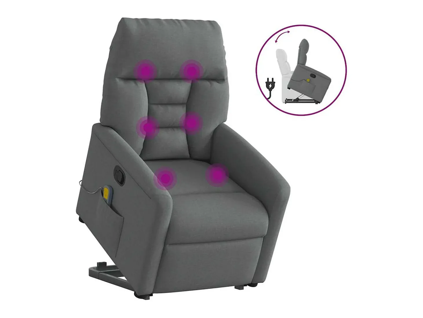 Poltrona elevatória de massagens tecido cinzento-escuro SHL155133
