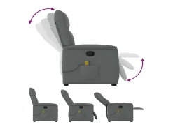 Poltrona elevatória de massagens tecido cinzento-escuro SHL155133