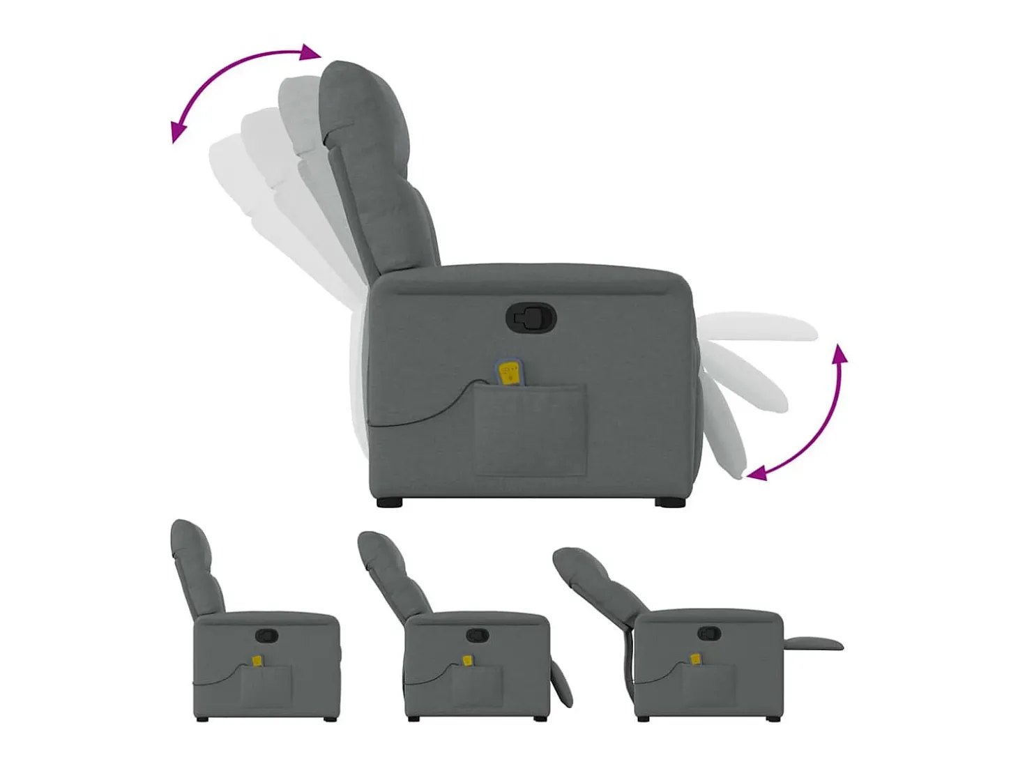 Poltrona elevatória de massagens tecido cinzento-escuro SHL155133