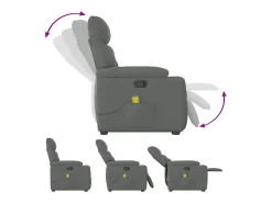 Poltrona elevatória de massagens tecido cinzento-escuro SHL155133