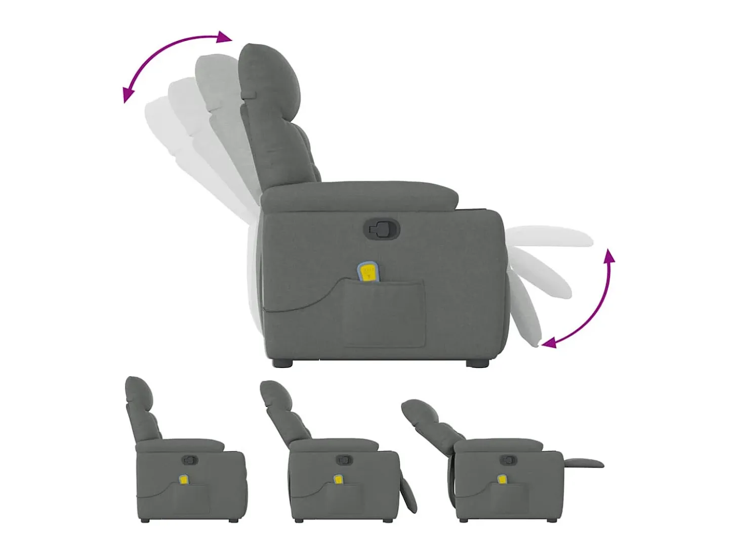 Poltrona elevatória de massagens tecido cinzento-escuro SHL155133