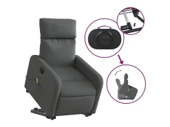 Poltrona elevatória de massagens tecido cinzento-escuro SHL412591