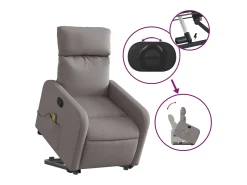 Poltrona elevatória de massagens tecido cinzento-acastanhado SHL160508