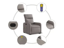 Poltrona elevatória de massagens tecido cinzento-acastanhado SHL160508