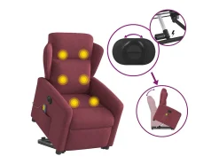 Poltrona elevatória de massagens elétrica tecido vermelho tinto SHL359514
