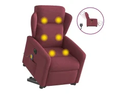 Poltrona elevatória de massagens elétrica tecido vermelho tinto SHL359514