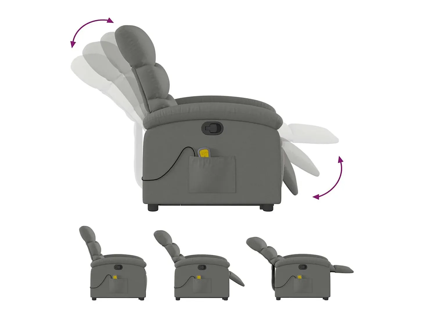 Poltrona elevatória de massagens tecido cinzento-escuro SHL281313