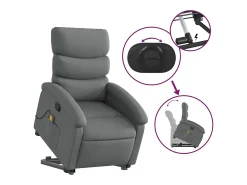 Poltrona elevatória de massagens tecido cinzento-escuro SHL281313