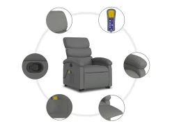 Poltrona elevatória de massagens tecido cinzento-escuro SHL281313