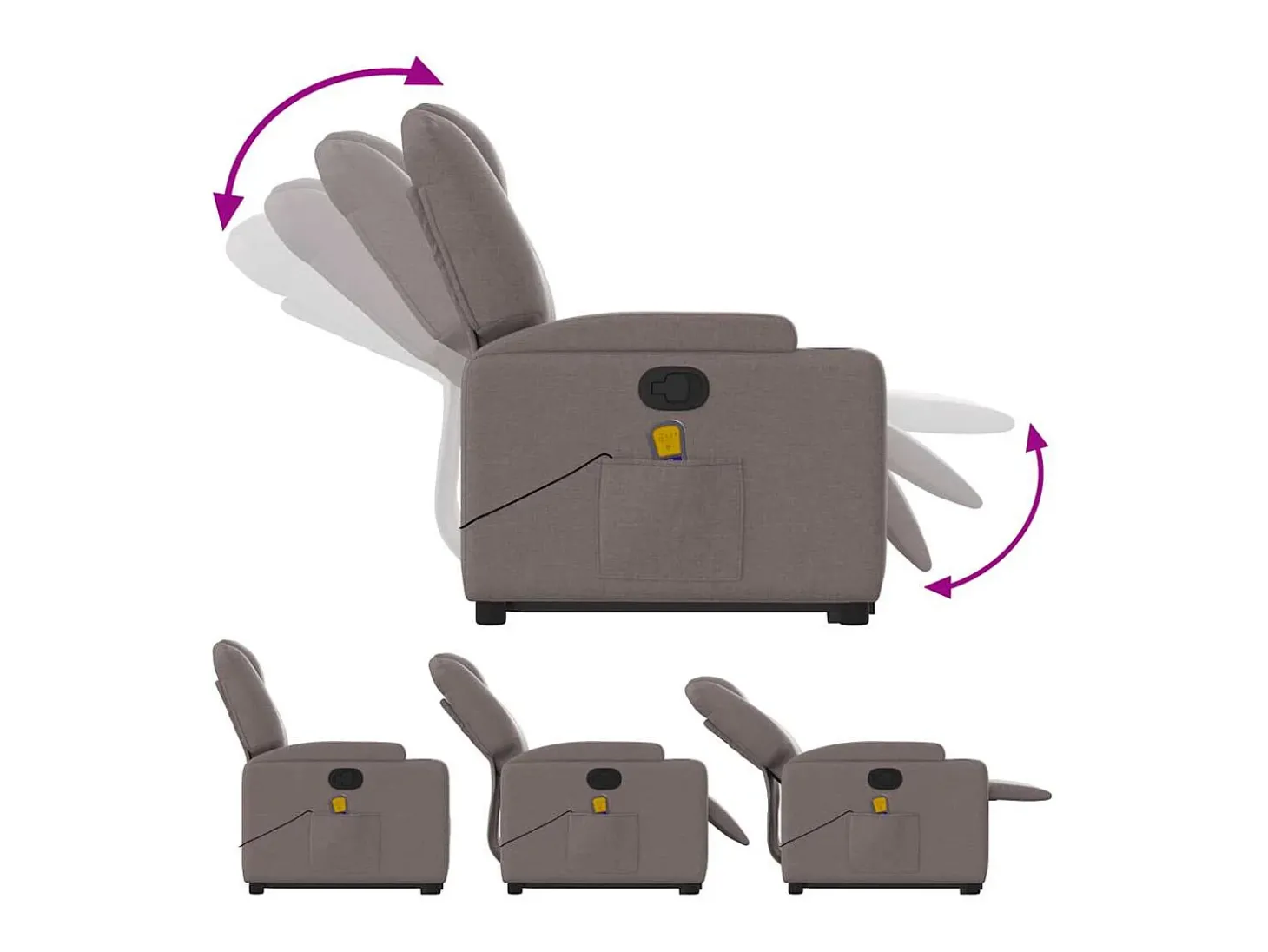 Poltrona elevatória de massagens tecido cinzento-acastanhado SHL656678