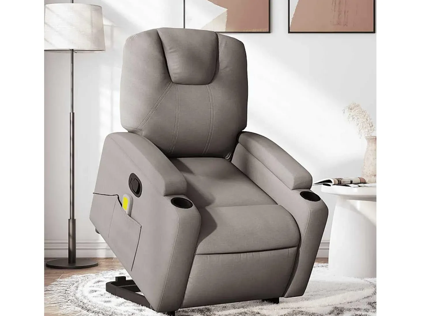 Poltrona elevatória de massagens tecido cinzento-acastanhado SHL656678