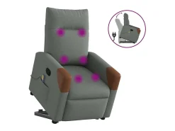 Poltrona elevatória de massagens tecido cinzento-escuro SHL384310