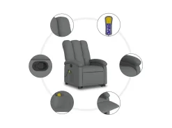 Poltrona elevatória de massagens tecido cinzento-escuro SHL16586