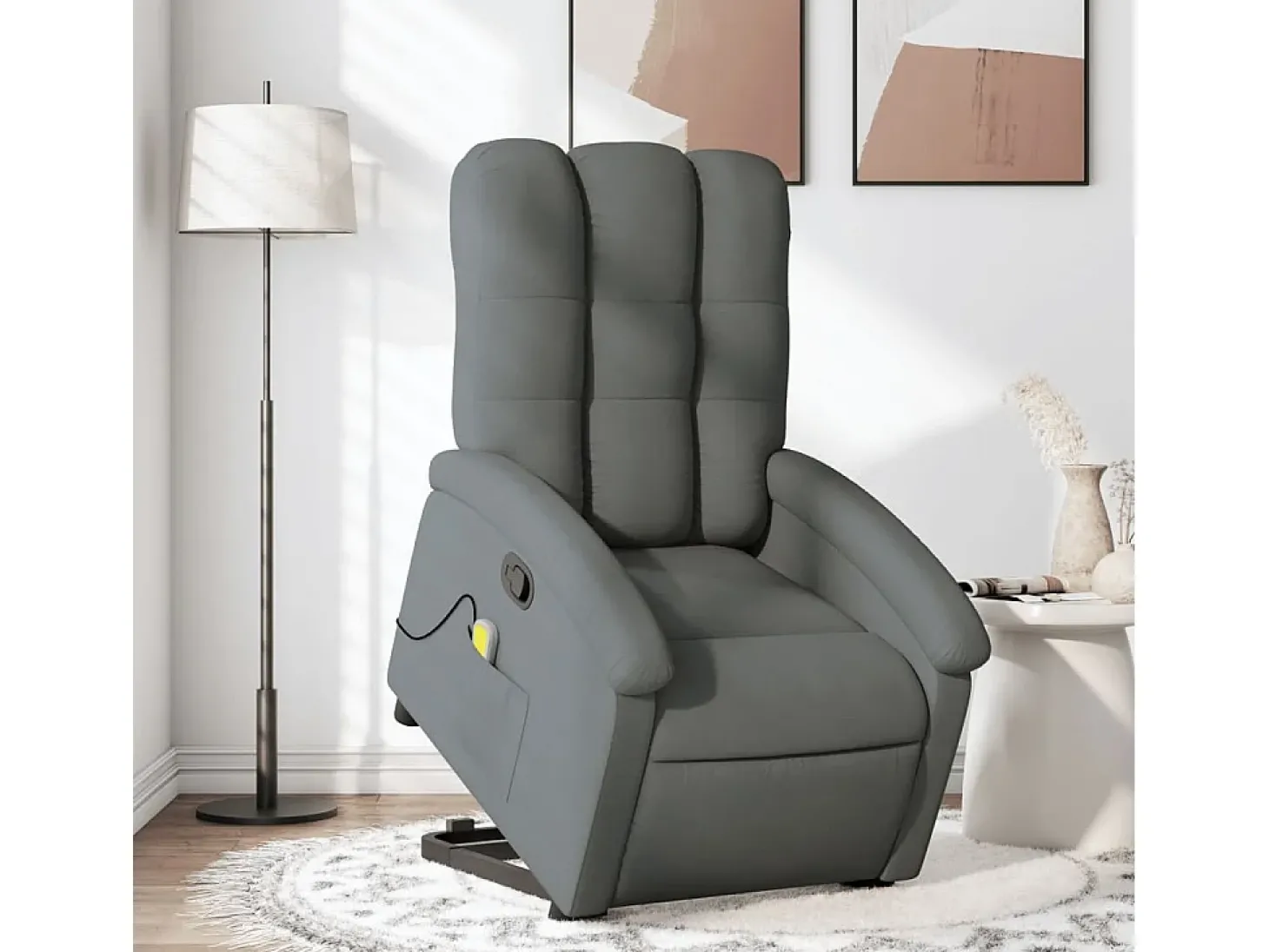 Poltrona elevatória de massagens tecido cinzento-escuro SHL16586