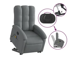 Poltrona elevatória de massagens tecido cinzento-escuro SHL16586