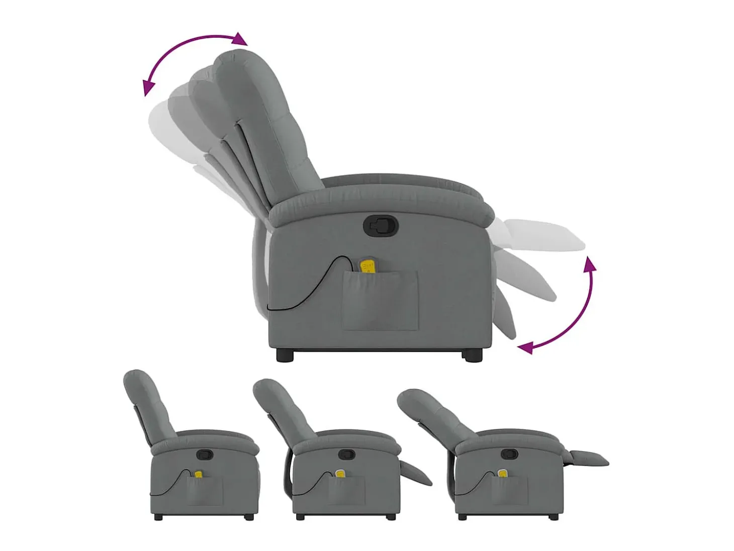 Poltrona elevatória de massagens tecido cinzento-escuro SHL16586