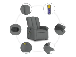 Poltrona elevatória de massagens tecido cinzento-escuro SHL16586