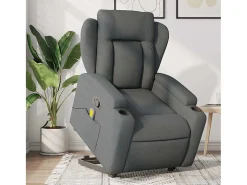 Poltrona elevatória de massagens tecido cinzento-escuro SHL26090