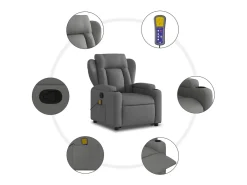 Poltrona elevatória de massagens tecido cinzento-escuro SHL26090
