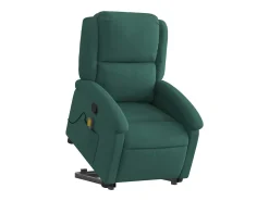 Poltrona elevatória de massagens veludo verde-escuro SHL74202