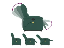 Poltrona elevatória de massagens veludo verde-escuro SHL74202