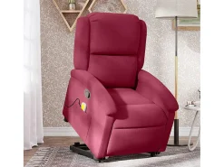 Poltrona elevatória de massagens veludo vermelho tinto SHL964402