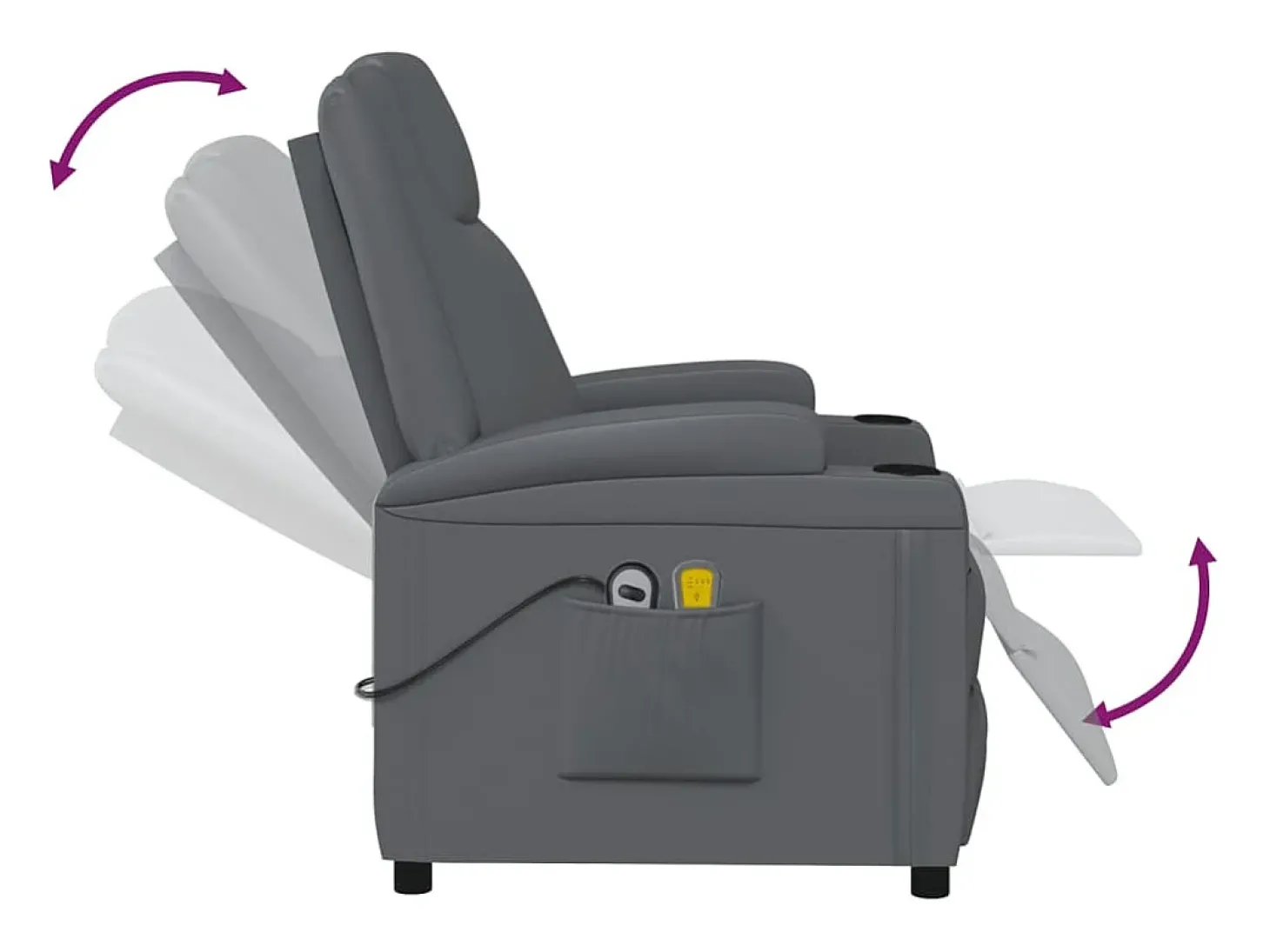 Poltrona elétrica de massagens couro artificial antracite