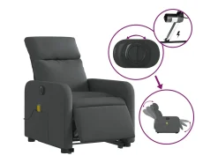Poltrona elétrica elevatória massagens tecido cinzento-escuro SHL846623