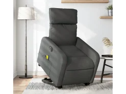 Poltrona elétrica elevatória massagens tecido cinzento-escuro SHL846623