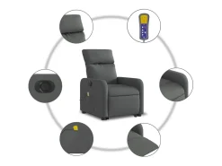 Poltrona elétrica elevatória massagens tecido cinzento-escuro SHL846623