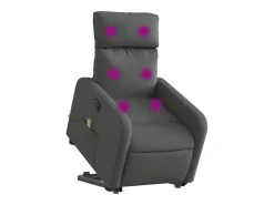 Poltrona elétrica elevatória massagens tecido cinzento-escuro SHL846623