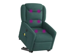 Poltrona elétrica elevatória massagens tecido verde-escuro SHL6925