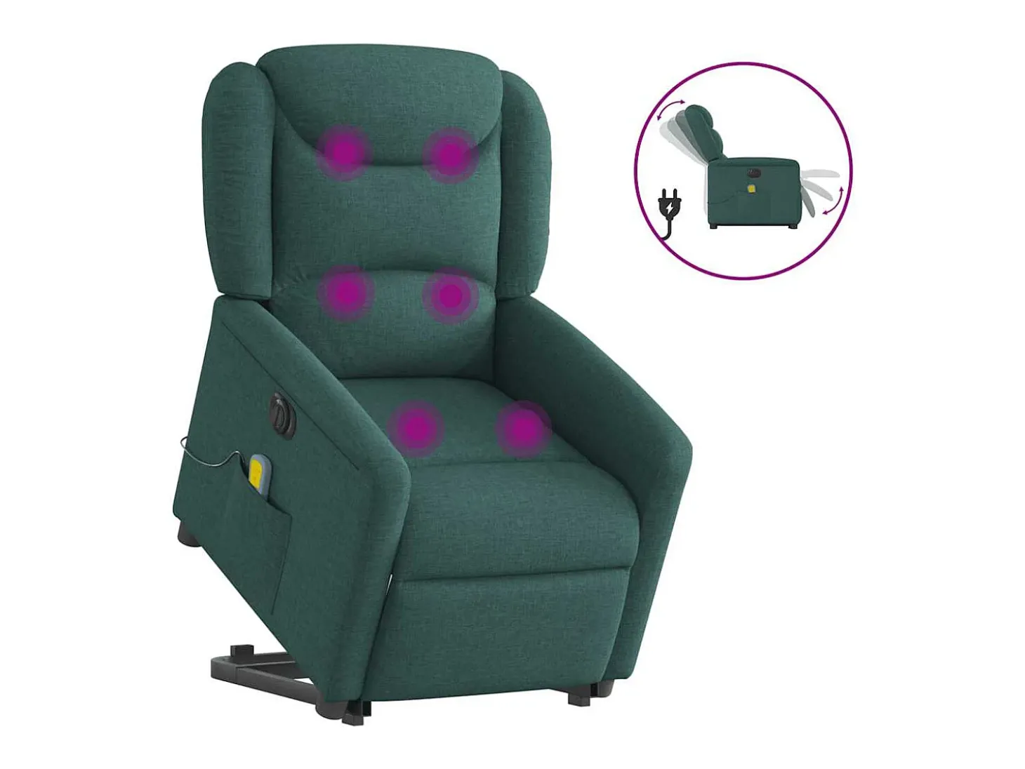 Poltrona elétrica elevatória massagens tecido verde-escuro SHL6925