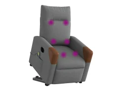 Poltrona elétrica elevatória massagens tecido cinzento-escuro SHL400504