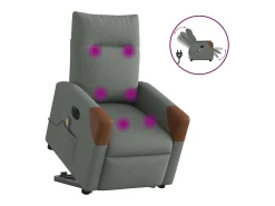Poltrona elétrica elevatória massagens tecido cinzento-escuro SHL400504