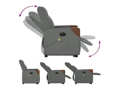 Poltrona elétrica elevatória massagens tecido cinzento-escuro SHL400504