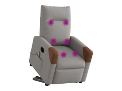 Poltrona elétrica elevatória massagens tecido cinza-acastanhado SHL33117