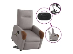 Poltrona elétrica elevatória massagens tecido cinza-acastanhado SHL33117